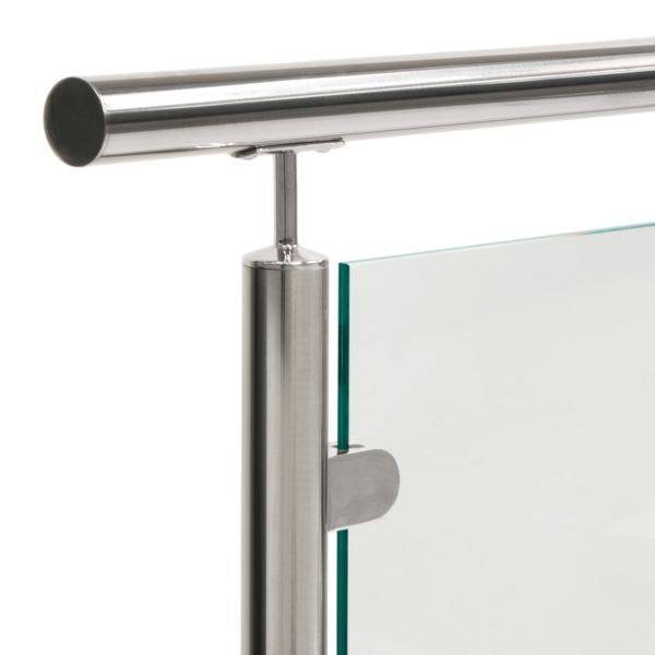 Poste Ø43 con soporte pasamanos + Pinza Cristal