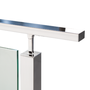 Poste 40x40 con soporte pasamanos + Pinza Cristal